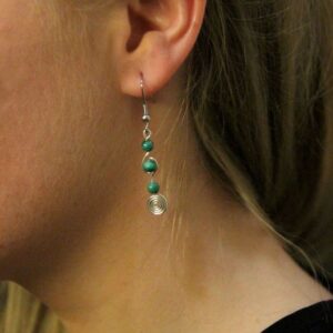 bOUCLE D'OREILLES EN MALACHITE VERTE