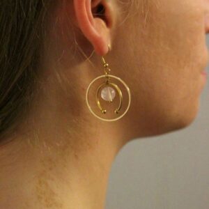 Boucles d'oreille avec perle de quartz rose