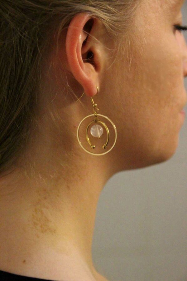 Boucles d'oreille avec perle de quartz rose