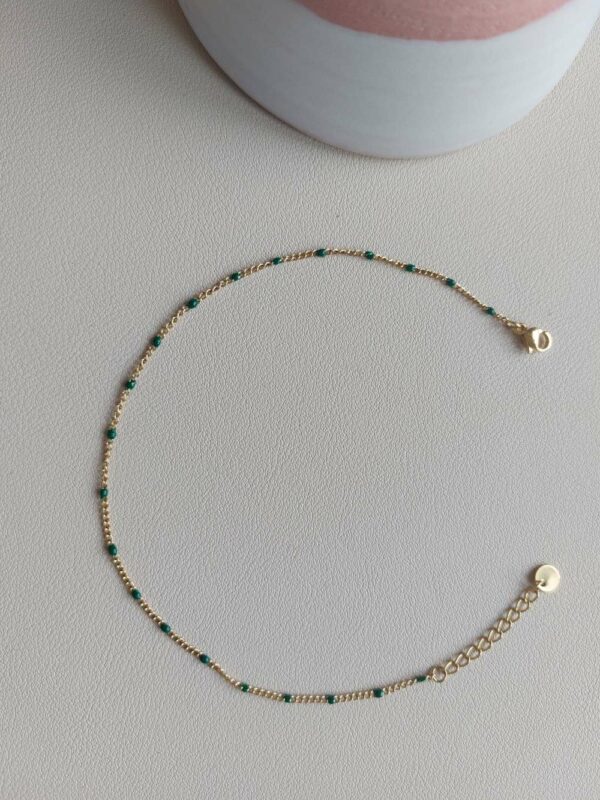 bracelet de cheville avec perle en résine vert