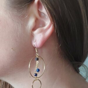 boucles d'oreilles longue avec cercle et pendant