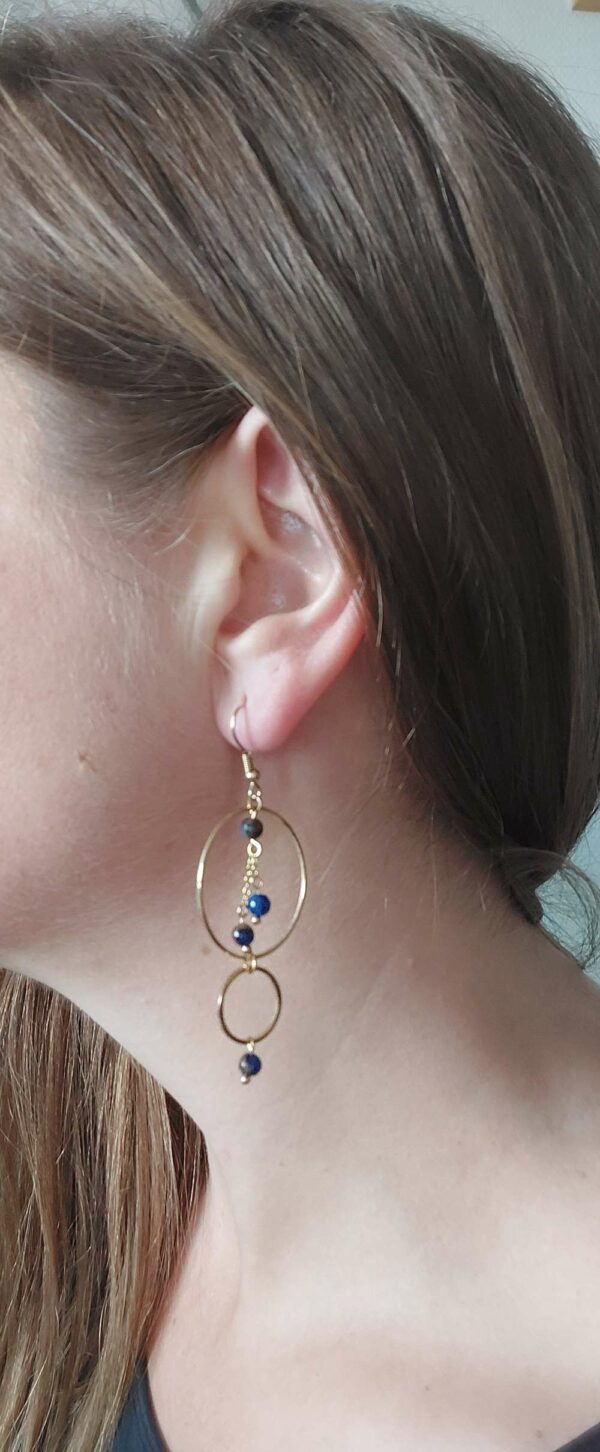 boucles d'oreilles longue avec cercle et pendant