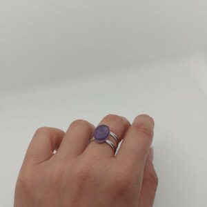 bague en acier inoxydavble en améthyste