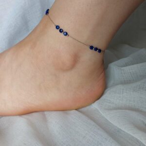 BRACELET DE CHEVILLE ARGENT2 AVEC DU LAPIS LAZULI