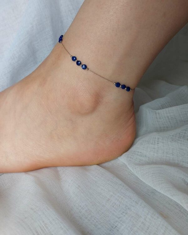 BRACELET DE CHEVILLE ARGENT2 AVEC DU LAPIS LAZULI