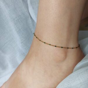 bracelet de cheville perlé vert