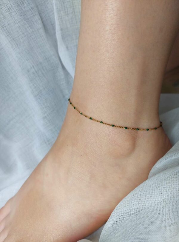 bracelet de cheville perlé vert