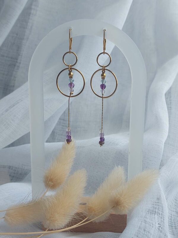 boucles d'oreilles pendante avec fluorite