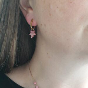 boucles d'oreilles avec étoile en pierre de rhodonite