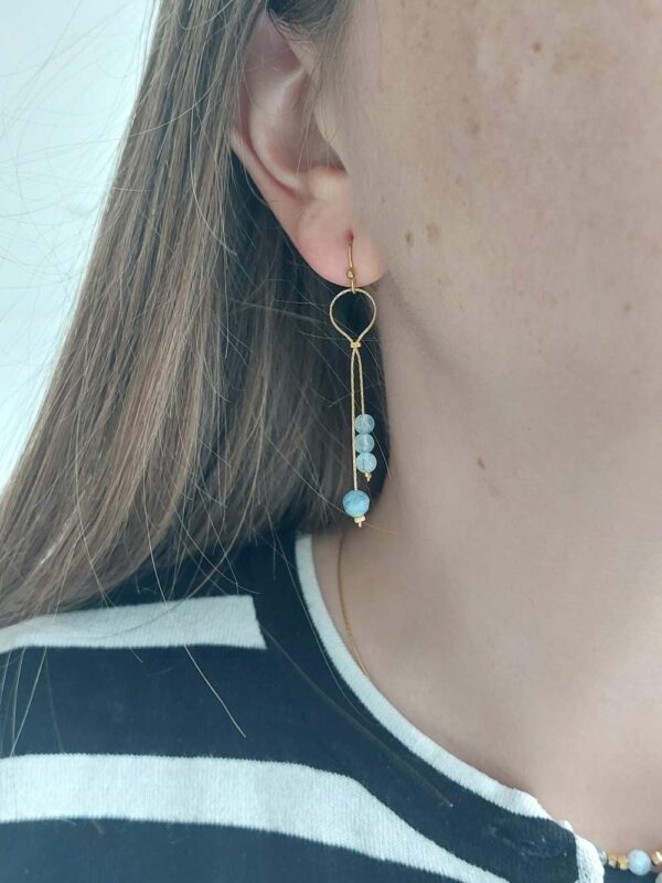 boucles d'oreilles avec des perles bleu ciel