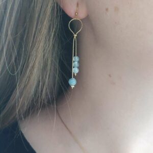 boucles d'oreilles pendante avec aigue marine
