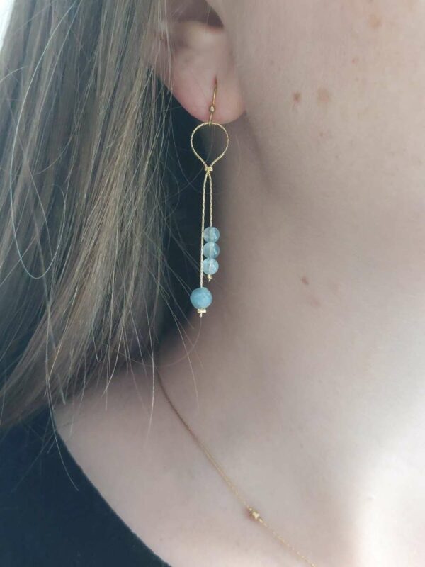 boucles d'oreilles pendante avec aigue marine