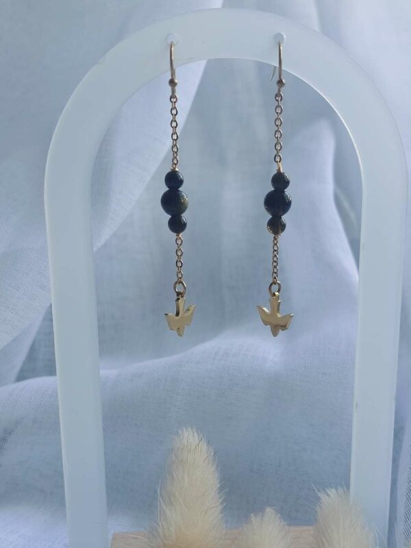 boucles d'oreilles obsidienne