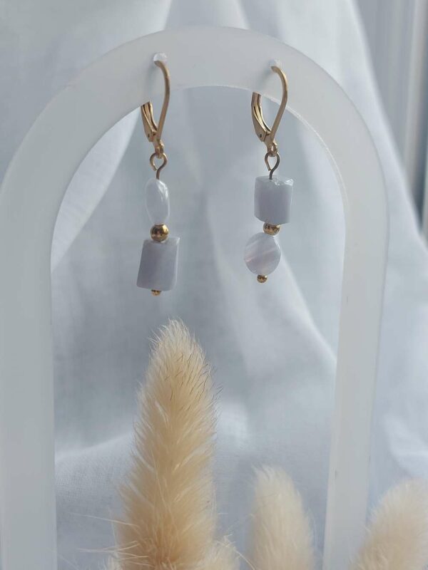 boucles d'oreilles calcédoine pour ancrage