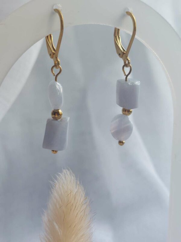 boucles d'oreilles bleue laiteux