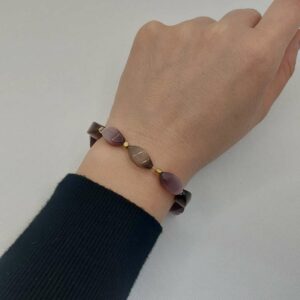 bracelet au perles doré violet et marron
