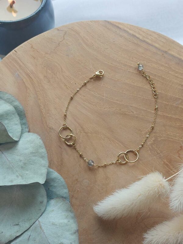 bracelet fin avec une perle de labradorite au centre