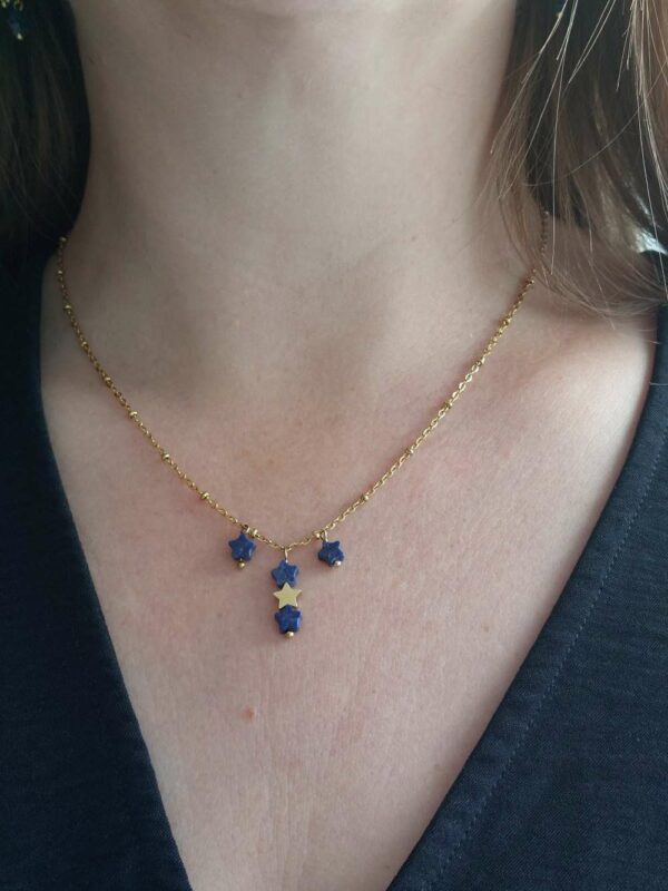 collier en étoile lapis lazuli et doré