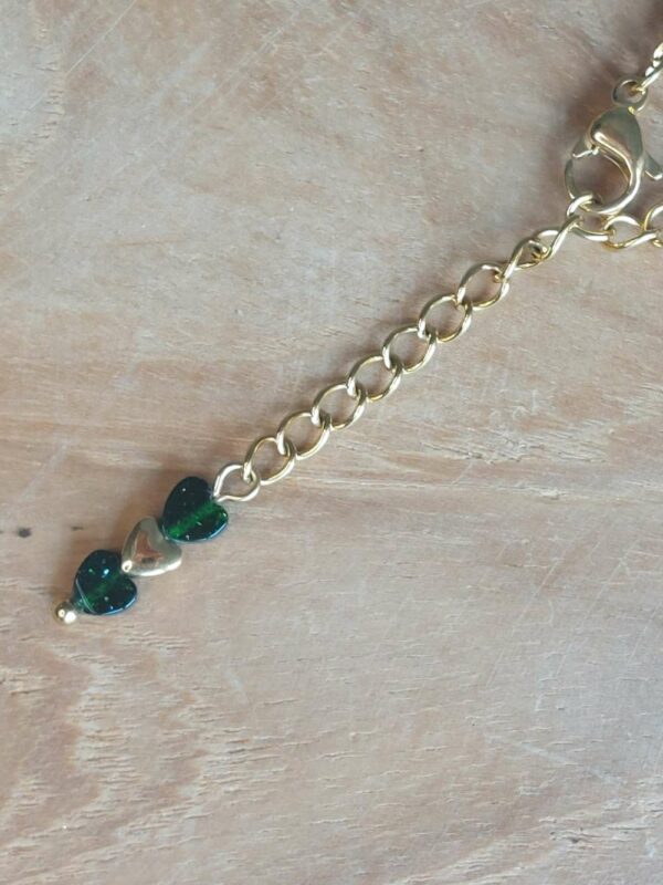 perles en cœur vert et doré