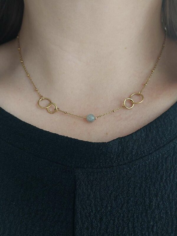 collier porter, ce ras de cou avec au centre la labradorite
