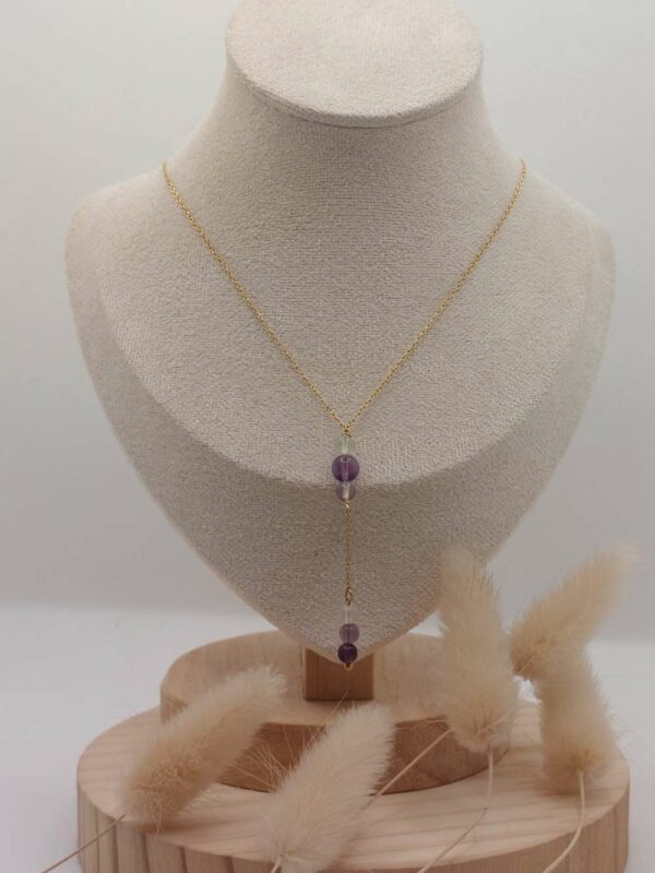collier Y avec perle fluorite au centre