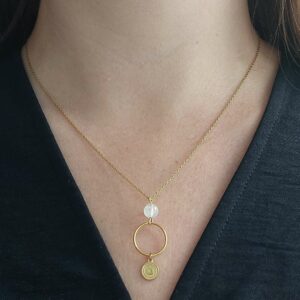 collier en Y avec cercle et pierre de lune