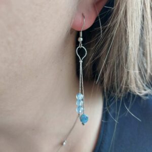 boucles d'oreilles pendante avec aigue marine