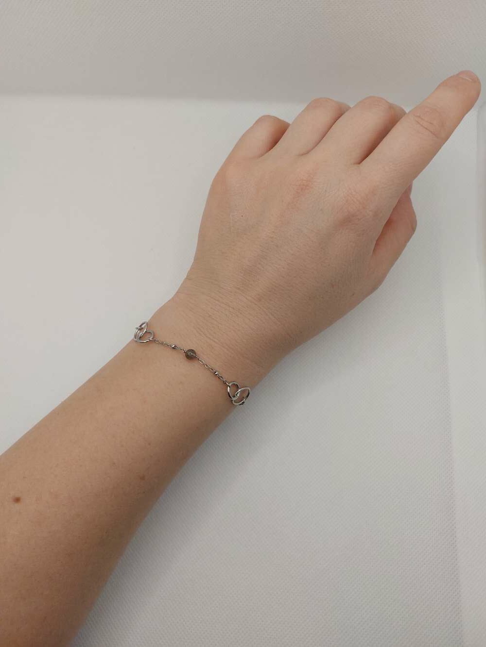 Bracelet en acier inoxydable et labradorite