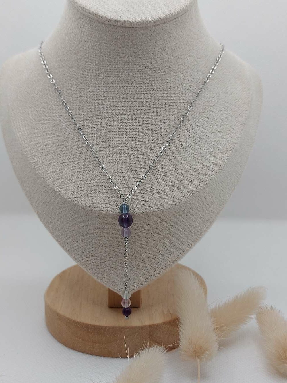 collier en Y avec perles de fluorite