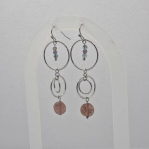 boucles d'oreilles pendantes avec cercle et pierre