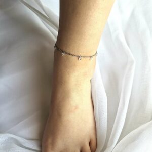 Bracelet de cheville femme couleur argent