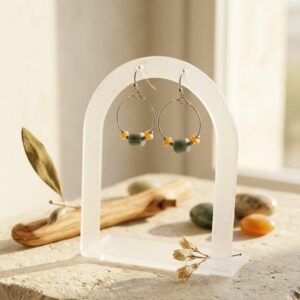 Boucles d'oreilles en argenté avec jade et aventurine