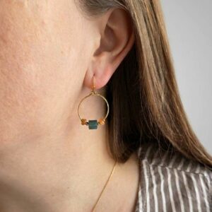 Boucles d'oreilles verte et orange