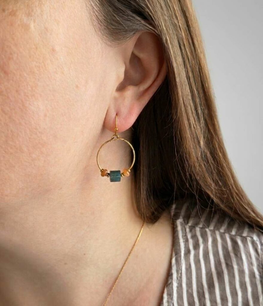 Boucles d'oreilles verte et orange