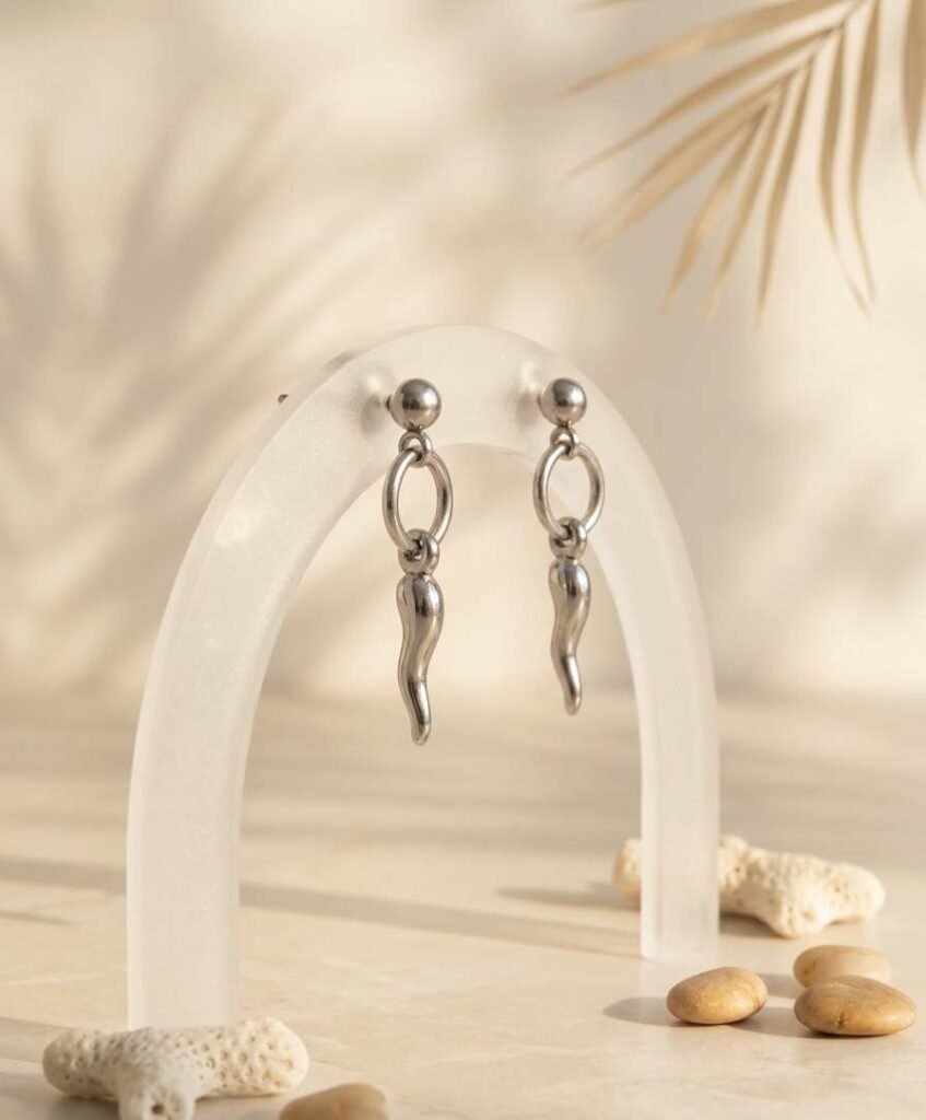 boucles d'oreilles argenté avec piment