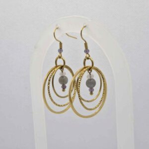 Boucles d'oreilles avec anneaux et labradorite