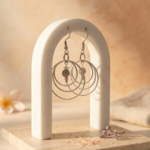 Boucles d'oreilles argenté avec pierres naturelle au centre