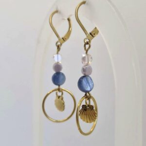 Boucles d'oreilles avec perles de verres et perles de kyanite