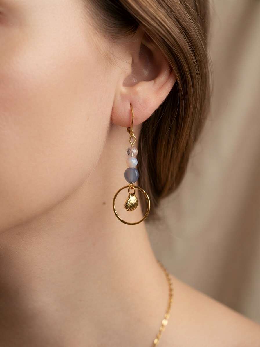 boucles d'oreilles avec perle coloré