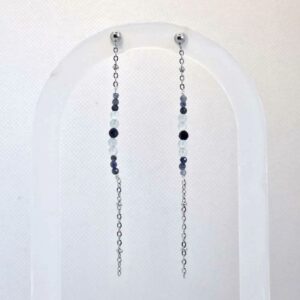 longue et fine boucles d'oreilles pendante argenté