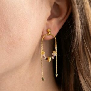 Boucles d'oreilles original avec pierre de plusieurs couleurs
