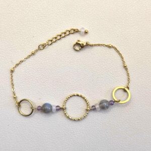 bracelet doré avec cercle et labradorite