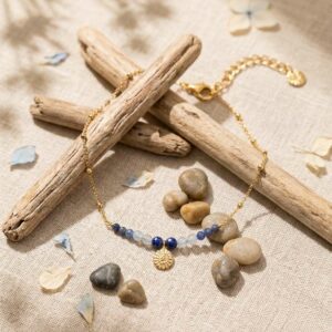 bracelet aux pierre bleu d'aigue marine et sodalite