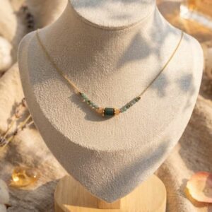 Ras de cou avec perles en jade et aventurine orange