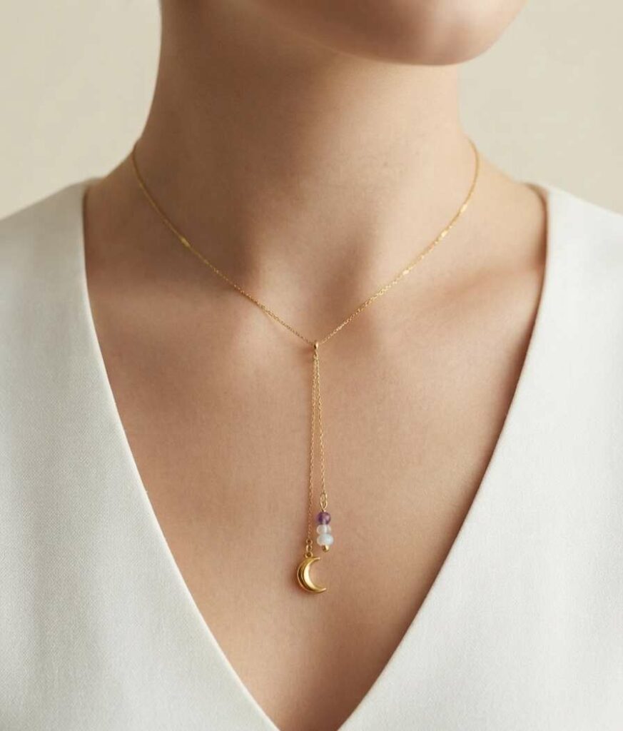 collier plongeant avec lune