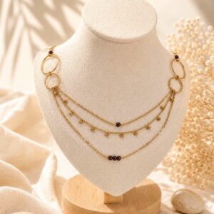 collier triple rang avec grenat