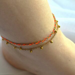Chaine de cheville doré et orange