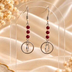 Boucles d'oreilles pendante en cornaline et citrine