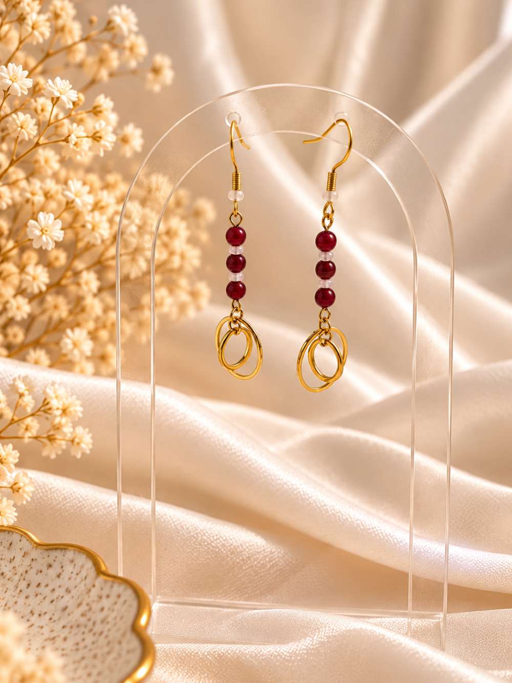 boucles d'oreilles en pierre naturelle en cornaline et citrine