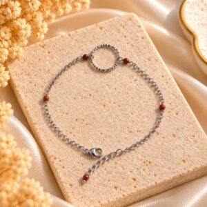 bracelet avec cercle au centre en argenté